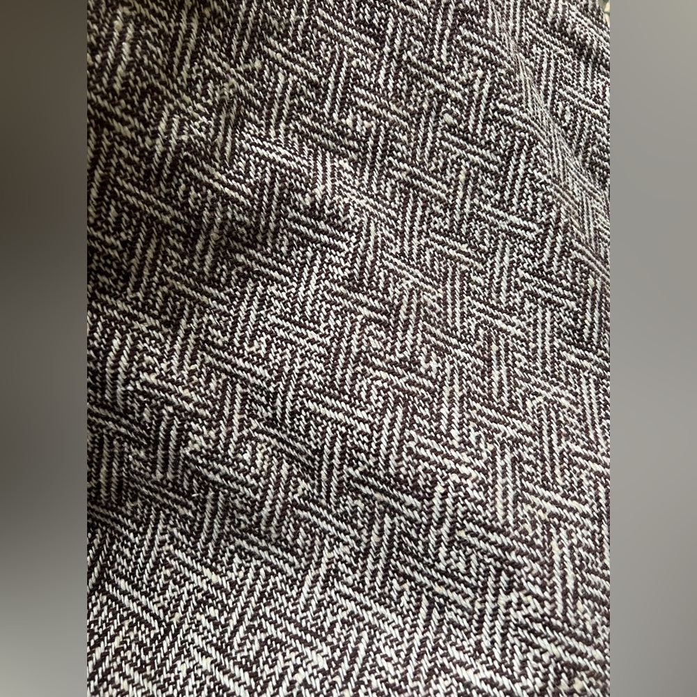Rare Vintage Women's Wool Blend Herringbone Brown & Cream Skirt W/buttons - Picture 10 of 12